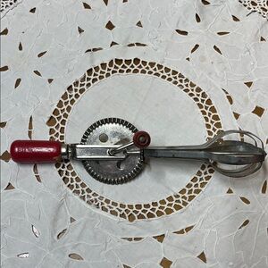 High speed super center Vintage Handheld Egg Beater with Red Handle. USA.